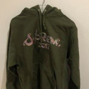 Brush Logo Green Supreme Hoodie